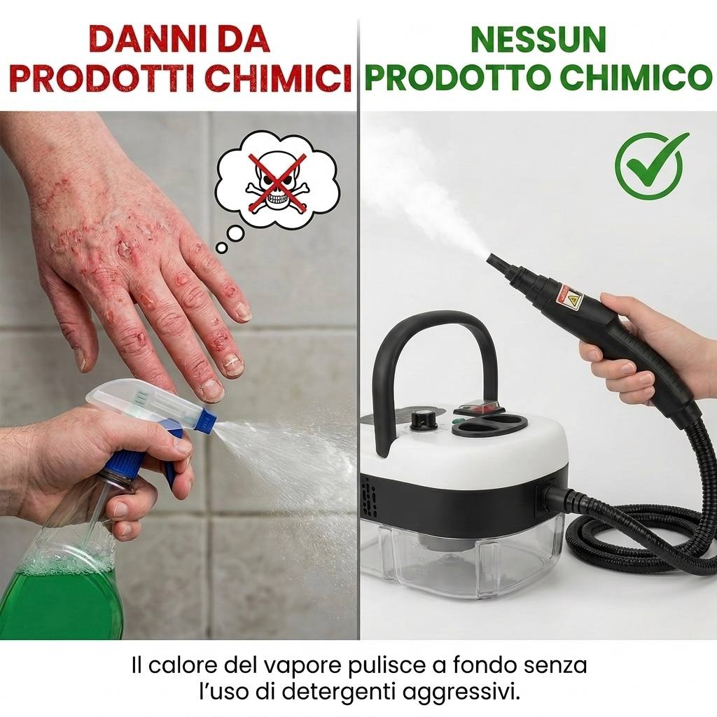 Pulitore a Vapore Pro Max + 9 Accessori inclusi